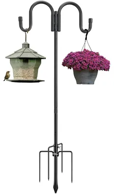 Produktbild von Schäferhaken 170cm Heavy Duty Doppelhaken mit 5-Zinken-Basis Mattschwarz