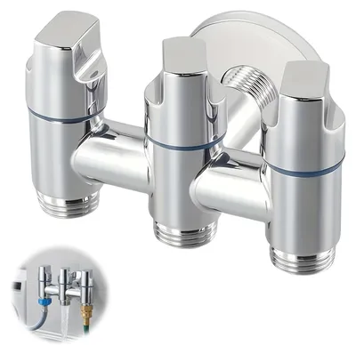 Produktbild von 3 Wege Wasserfüll Eckventil, Wasserwechsler Steuerventil 1/2 Zoll Kombi Eckventil 3 Wege Winkelventil Ein Einlass Und Drei Auslass Eckventil für Küche Waschmaschinen Bad