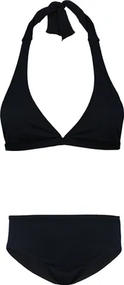 Produktbild von Aquarti Mädchen Bikini Set Bustier Bikinislip Zweiteiliger Badeanzug, Farbe: Zum Binden - Jacquard Punkte Schwarz, Größe: 164