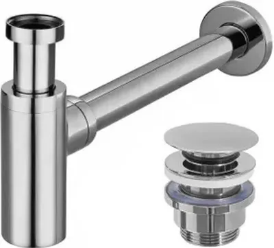 Produktbild von Waschbecken Siphon Gold Drucktaste Click Clack Universal Badezimmerm; Chrom