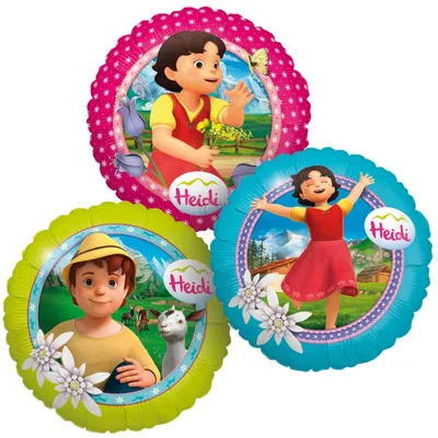 Produktbild von Heidi 3er-Set Folienballons Ø45cm bunt Heidi und Peter in den Alpen Heliumballons