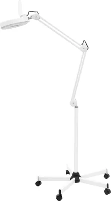 Image de Lampe loupe LED - Modèle sur pied - Grossissement 5X - LED 24W - Bras pivotant réglable - Acier inoxydable - Blanc