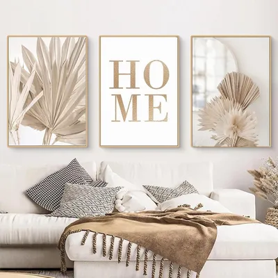 Image de Solidchoice - Ensemble de 3 tableaux sur toile, idéal pour le salon et la chambre,Reproduction beige