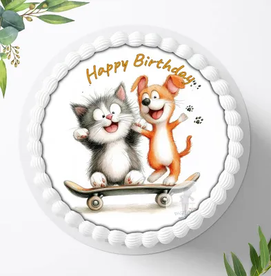 Produktbild von Für die Geburtstags Torte ein Tortenaufleger, Zuckerbild mit dem Motiv: Fellnasen, Essbares Foto für Torten, Fondant, Ø 20cm, 2400z