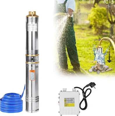 Produktbild von Pompa głębinowa 1100W 1.5HP Pompa zatapialna Pompa studzienna o wydajności 4000L/h Pompa rurowa Automatyczny wyłącznik Pompa ogrodowa 4 cale z kablem przyłączeniowym 20 m CEEDIR