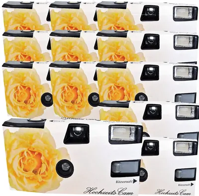 Produktbild von 12x PHOTO PORST Sonderposten Einwegkamera gelbe Hochzeitsrose  MHD: 06.2026