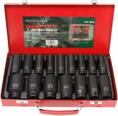 Obrázek produktu pro Rockforce Nasadki Udarowe Długie 16Szt. 1/2" /Walizka