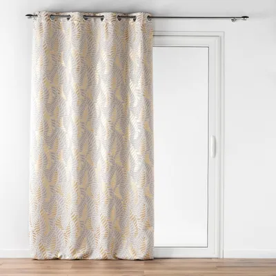 Imagen del producto de D'intérieur - Cortina con ojales (140 x 260 cm) Lyra, color blanco - Opaca - Estampado metálico