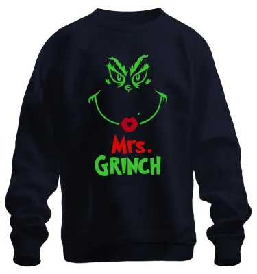 Immagine prodotto di Mrs GRINCH Natale Divertente Babbo Natale Grinch Regalo Felpa Unisex Pullover, Navy, XXL