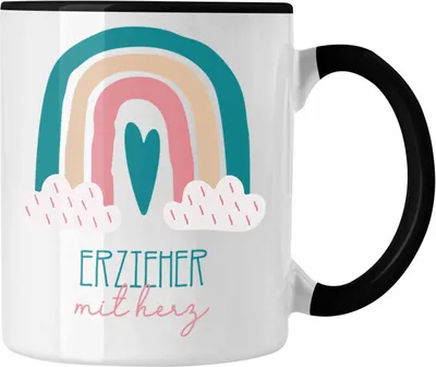 Produktbild von Trendation - Erzieher Tasse Geschenk Danke Kaffeetassse Geschenkidee für Erzieher mit Herz Spruch Männer (Schwarz)