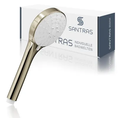 Produktbild von SANTRAS® Handbrause in Edelmessing - dreifach verstellbarer Duschkopf