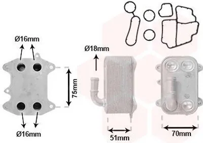 Produktbild von VAN WEZEL 03013723 Ölkühler Motoröl für AUDI A6 Avant (4G5, 4GD, C7) A6 Limousine (4G2, 4GC, C7)