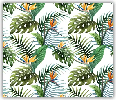 Produktbild von Tulup Glas Herdabdeckplatte Glaskeramikkochfeld-Abdeckung Spritzschutz Glasabdeckplatte Kochplattenabdeckung und Schneidebrett - Einteilig - 60x52 cm Tropische Blumen