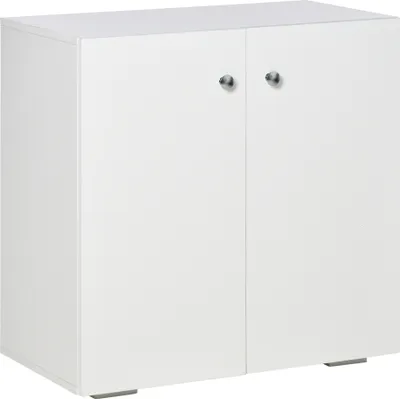 Produktbild von HOMCOM Wohnzimmer-Sideboard mit 2 Türen, Hilfsschrank mit 2 Regalen für Bücher, Kleidung, Spielzeug, moderner Stil, 70 x 39 x 70 cm, Weiß