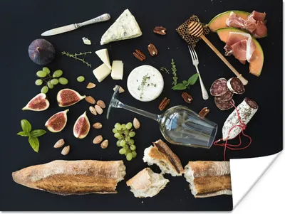 Produktbild von MuchoWow® Poster Wein - Obst - Käse 120x90 cm - Wandbild