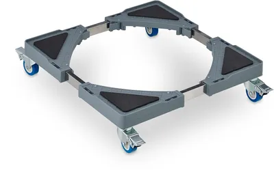 Productafbeelding van Plantentrolley, verstelbaar, verrijdbare plantenonderzetter, BxD 44x44–70x70 cm, binnen & buiten, grijs/zilver