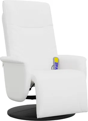 Produktbild von Massagesessel mit Fußteil Weiß Kunstleder