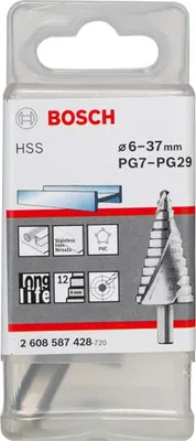 Produktbild von Stufenbohrer HSS, für Kabelverschraubungen, 6 - 37 mm, 10 mm, 93 mm, 12 Stufen