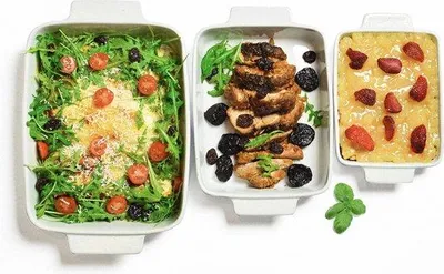 Image de Ensemble de plats en céramique pour le four, 3 pièces, 2,2 l, 1,4 l, 0,8 l, différentes formes