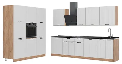 Produktbild von Küchenzeile Vicco Fame-Line Weiß Landhaus/Goldkraft Eiche 460 cm, AP Anthrazit, Model 63809