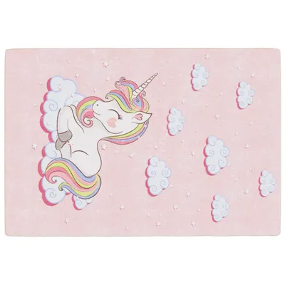 Image de vidaXL Tapis pour enfants rose 160x230 cm Licorne Lavable Antidérapant