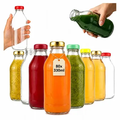 Produktbild von Bimberek 80x Saftflaschen 330ml Glas Vorrat mit Deckel