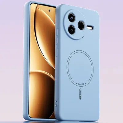 Produktbild von Magnetische Handyhülle für Xiaomi Poco F7 Pro/Redmi K80, MagSafe kompatible, Flüssig Silikon Stoßfest Kratzfest Hülle Blau