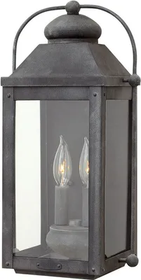 Produktbild von Außenwandlampe Aluminium Glas E14 IP44 H: 45,1 cm Zink verwittert 2-flammig Vintage Design Außenlampe Wand