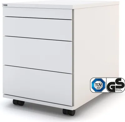 Produktbild von ASSMANN Rollcontainer Pontis mit Metallfront und 4 Schubladen Weiß,