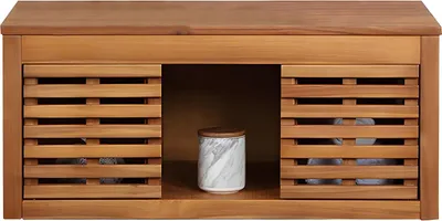 Produktbild von Hängewaschbeckenschrank aus Akazienholz - 90 cm - PENEBEL