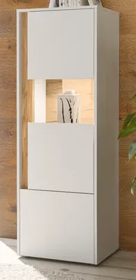 Produktbild von Vitrine "Center" in weiß mit Wotan Eiche, Vitrinenschrank 50 x 155 cm