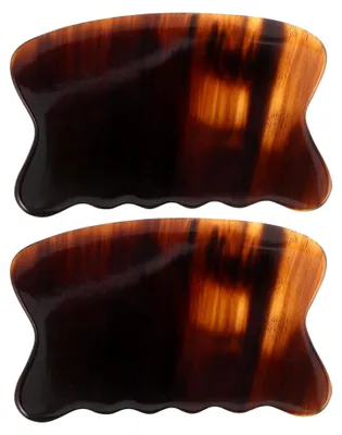 Produktbild von 2er-Set Gesichtsschaber aus Ochsenhorn – Gua Sha Massagegerät für Gesicht und Körper