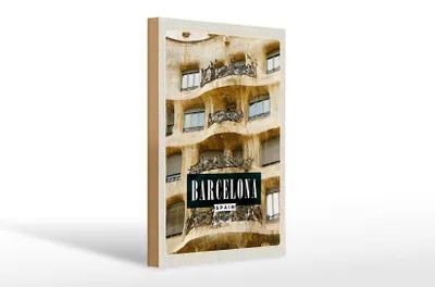 Produktbild von Holzschild Reise 20x30cm Barcelona Spanien Architeltur Urlaub