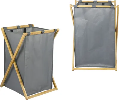 Produktbild von Wäschekorb aus Bambus - 48L - Faltbar & platzsparend - Abnehmbarer Wäschesack - Robust & stabil - Ideal für Schlafzimmer, Badezimmer & Kinderzimmer