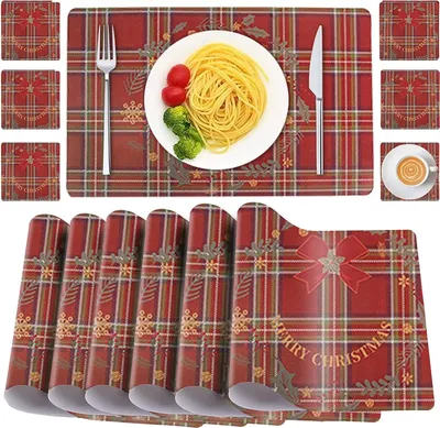Immagine prodotto di Piatti, Sottopiatti E Tazze Rosse Di Natale - Set Da 6+6