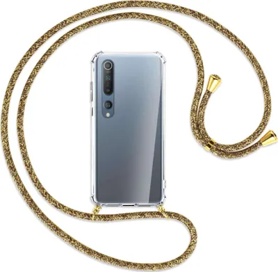 Produktbild von Handykette Backcover-Schutzhülle mit Band (Metall goldfarben) für Xiaomi Mi 10 (Pro) - braun+beige