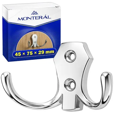 Kleiderhaken 45x75x29 mm, verchromt, Metall-Wandhaken