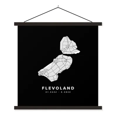 Obrázek produktu pro MuchoWow® Textilní plakát - Flevoland - Mapa - Nizozemsko - 40x40cm - S černými lamelami