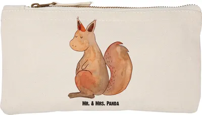 Produktbild von Mr. & Mrs. Panda Etui Einhorn Glauben Größe S Klein - Weiß - Geschenk, Mäppchen, kosmetiktäschchen, Unicorn, Eichhörnchen, Eichhorn, Pouch, Stifteetui, Einhörnchen