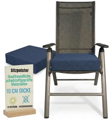 Zdjęcie produktu dla Pillows24 - Ergonomiczna poduszka do siedzenia na zewnątrz - 2x [ 40x40x10 cm ] w kolorze niebieskim - Nadające się do prania siedzisko z zamkiem błyskawicznym na krzesło do mebli ogrodowych