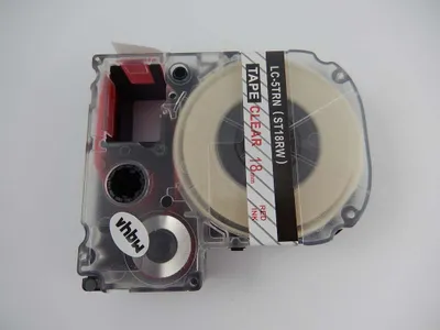 Produktbild von vhbw Schriftband-Kassette kompatibel mit Epson OK720, OK900P Etiketten-Drucker 8m x 18mm Rot auf Transparent