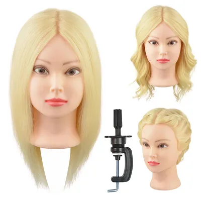 Immagine prodotto di Solidchoice - Manichino da 16 pollici con testa e capelli naturali al 100% per l'acconciatura