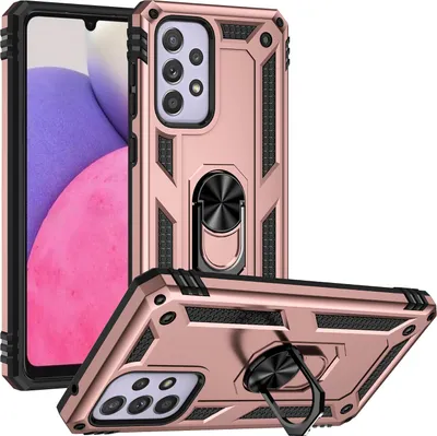 Obrázek produktu pro Pouzdro pro Samsung Galaxy A33 5G dvouvrstvé robustní, vojenská ochrana pouzdro s držákem prstenu a stojánkem Růžový