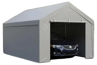 Zdjęcie produktu dla Garaż tymczasowy typu carport, wodoodporna plandeka, łatwy montaż, kolor: szary