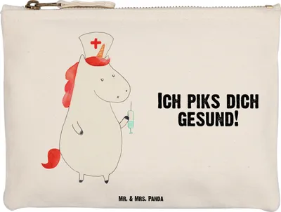 Produktbild von Mr. & Mrs. Panda Pouch Einhorn Krankenschwester Größe M - Weiß - Geschenk, Ärztin, Beauty Bag, Etui, Krankenpflegerin, Kosmetiktasche, tasche, Unicorn, Krankenpfleger