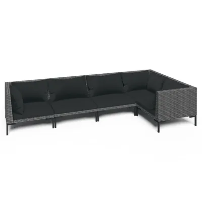 Immagine prodotto di vidaXL set da giardino 5 pezzi con cuscini in rattan grigio scuro