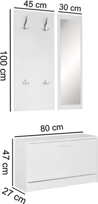 Produktbild von Garderobe Flurgarderobe Paneel Wandgarderobe Spiegel Komplett Set Kompakt Flur