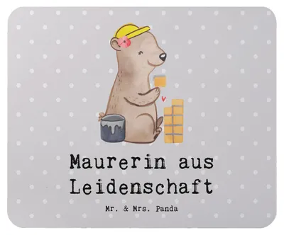 Produktbild von Mr. & Mrs. Panda Mousepad Maurerin Leidenschaft - Grau Pastell - Geschenk, laptop mauspad, Lustig, Gesellenprüfung, Handwerkerin, mousematte, Mouse Pad, Witzig, Spruch
