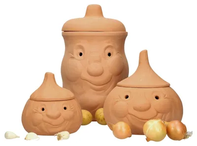 Zdjęcie produktu dla Mambocat 3-częściowy zestaw garnków z terakoty garnek na czosnek + garnek na cebulę + garnek na ziemniaki pojemniki do przechowywania