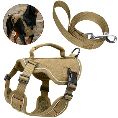 Produktbild von Verstellbares Welpengeschirr, reflektierend und atmungsaktiv, geeignet für kleine und mittelgroße Hunde, khaki, 3 Größen